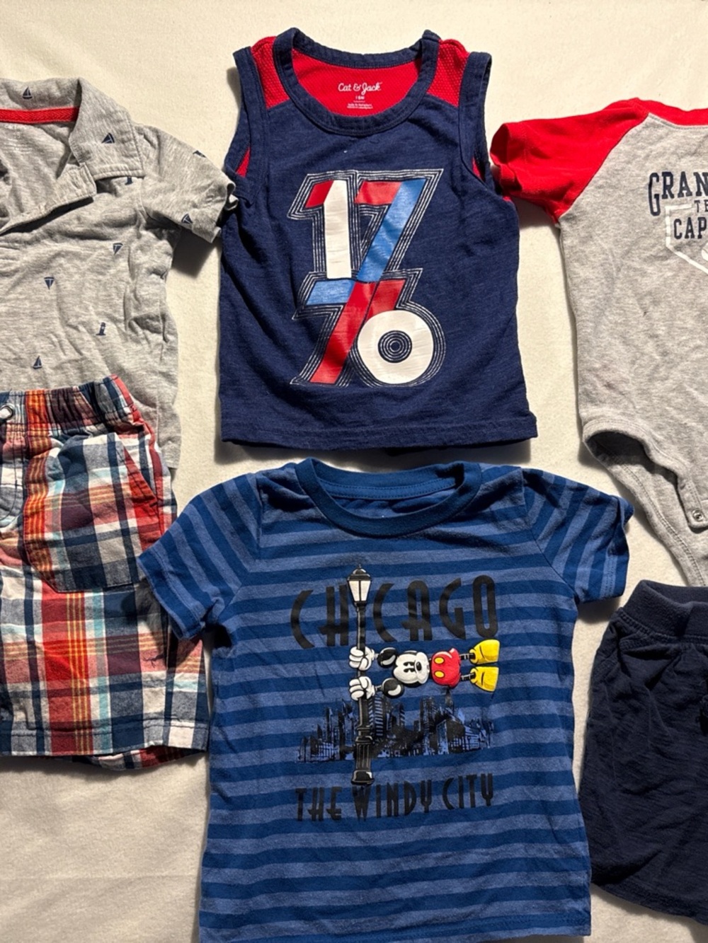Disney Mickey Mouse Chicago Tee 6pc Baby Boy 18M Summer Lot Shorts Polo Tank